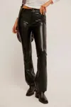 Free People Level Up Faux Leather Slit Cuff Pants In Black