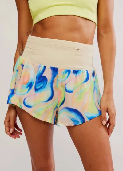 Free People Light As Air Printed Run Shorts In Sour Citrus Combo In Multi
