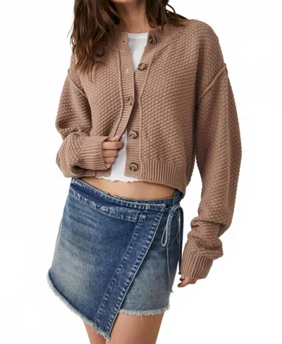 Free People Lila Button Front Long Sleeve Cardigan In Bunny In Multi