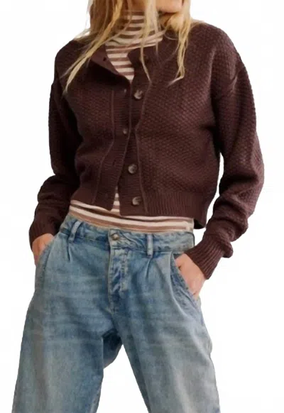 Free People Lila Cardigan In Potting Soil In Brown