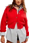 Free People Sydney Shrunken Cardi In Atlas Red In Red
