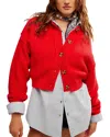 Free People Sydney Shrunken Cardi In Atlas Red In Heart Eyes