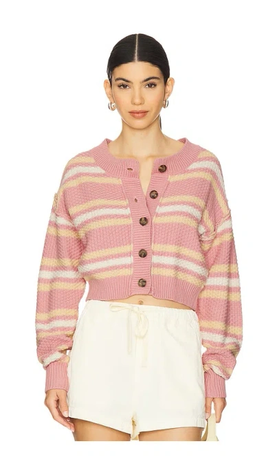 Free People Lila Stripe Cardi In Pink