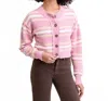 Free People Lila Stripe Cardigan In Pink Combo In Pink