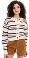 Free People Lila Stripe Cardigan Ivory Combo In Multi