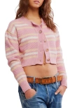 Free People Lila Stripe Cardigan In Pink