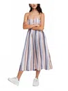 Free People Lilah Striped Pastel Cotton Dress Bohemian Fit And Flare In Multicolor In Multi
