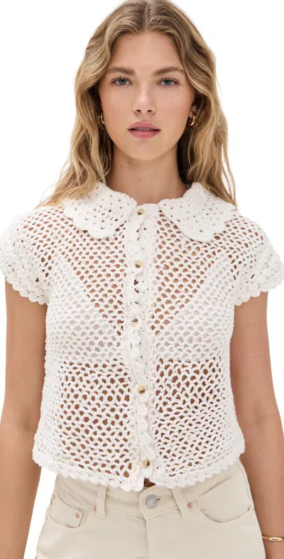 Free People Lily Crochet Top Coconut Milk In White