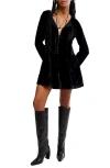 Free People Linney Velvet Minidress In Black