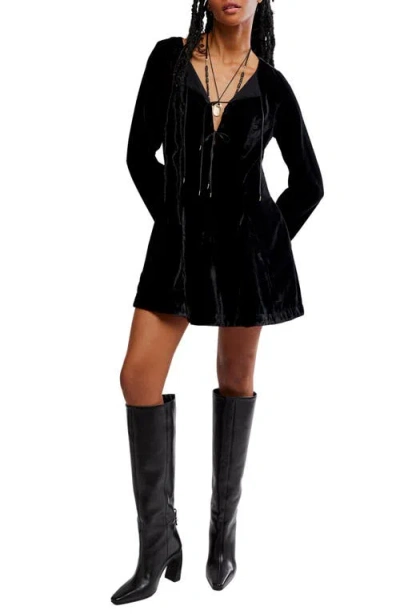 Free People Linney Velvet Minidress In Black