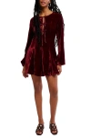 Free People Linney Velvet Minidress In Burgundy