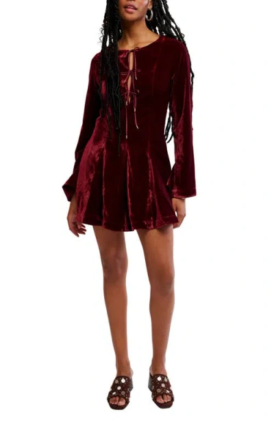 Free People Linney Velvet Minidress In Burgundy