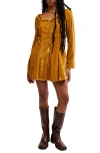 Free People Linney Velvet Minidress In Yellow