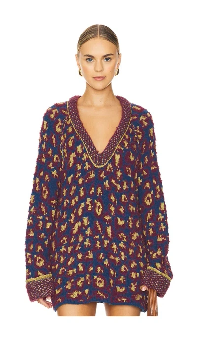 Free People Little Animal Pullover In Blue Fig Combo