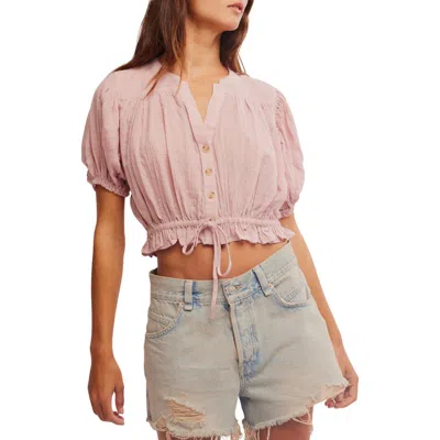 Free People Little Cloud Button-up Crop Top In Pale Mauve