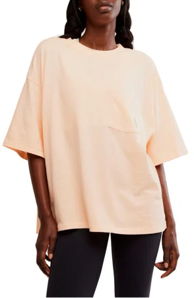 Free People Logo Tackle Oversize Cotton T-shirt In Pastel Peach Combo