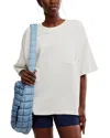 Free People Logo Tackle Oversize Cotton T-shirt In White Combo