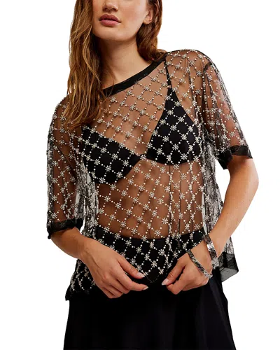 Free People Loir Embellished Knit Top In Black