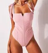 Free People Lola Shoulder Tie Seamed Bodysuit In Pink