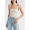 Free People Lola Shoulder Tie Seamed Bodysuit In Harvest Moon