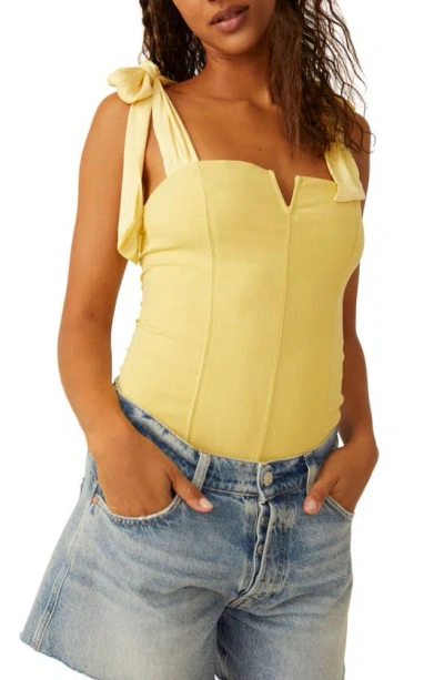 Free People Women's Lola Tie-shoulder Bodysuit In Lemon Meringue