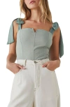 Free People Lola Shoulder Tie Seamed Bodysuit In Seamist