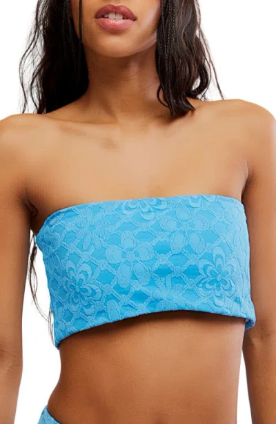 Free People Lola Strapless Bandeau Bikini Top In Blue