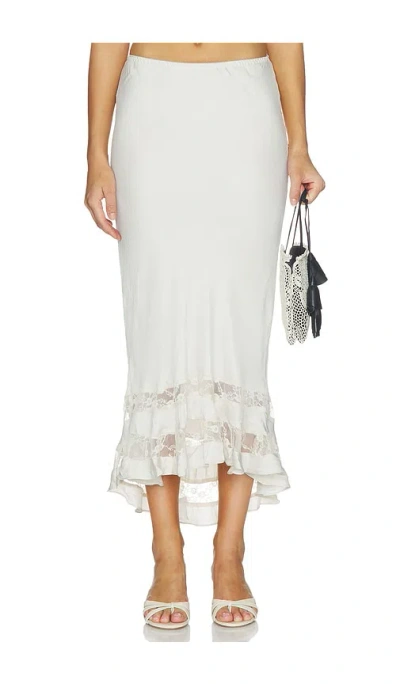Free People Long Lost Lover Slip Skirt In White