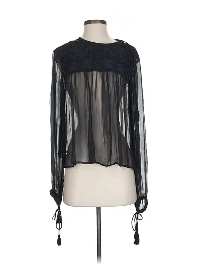 Pre-owned Free People Long Sleeve Blouse In Black