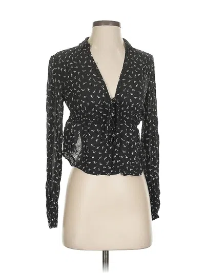 Pre-owned Free People Long Sleeve Blouse In Black