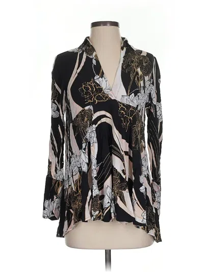 Pre-owned Free People Long Sleeve Blouse In Black