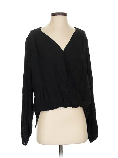 Pre-owned Free People Long Sleeve Blouse In Black