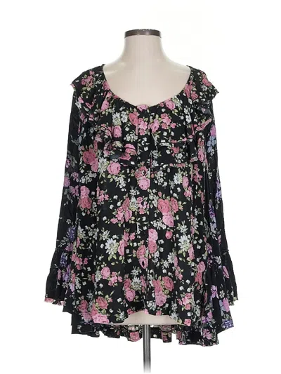 Pre-owned Free People Long Sleeve Blouse In Black