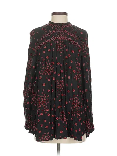 Pre-owned Free People Long Sleeve Blouse In Black