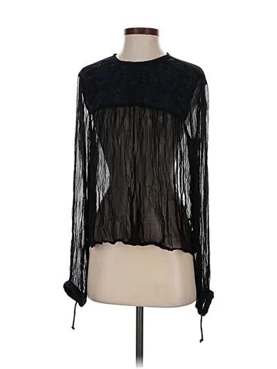 Pre-owned Free People Long Sleeve Blouse In Black