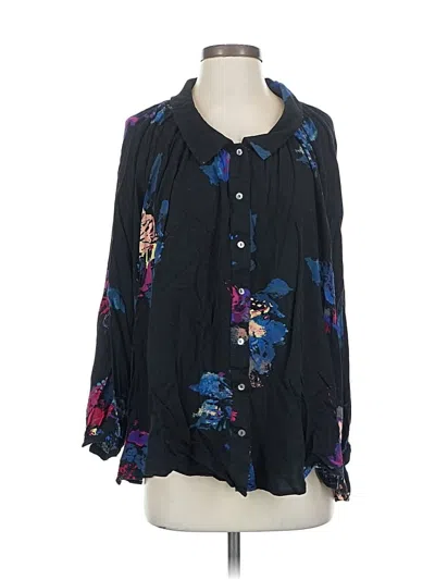 Pre-owned Free People Long Sleeve Blouse In Black