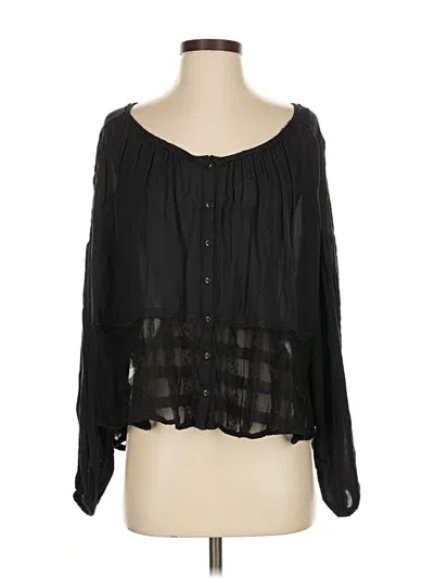 Pre-owned Free People Long Sleeve Blouse In Black