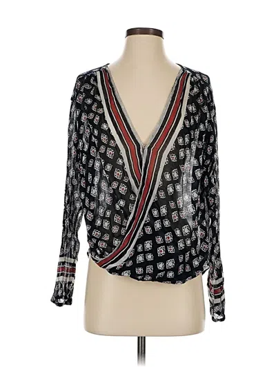 Pre-owned Free People Long Sleeve Blouse In Black