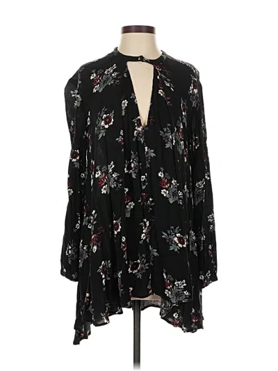 Pre-owned Free People Long Sleeve Blouse In Black