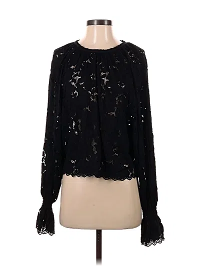 Pre-owned Free People Long Sleeve Blouse In Black