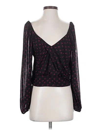 Pre-owned Free People Long Sleeve Blouse In Black
