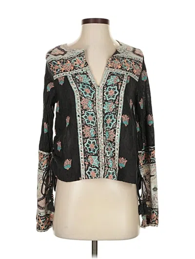 Pre-owned Free People Long Sleeve Blouse In Black