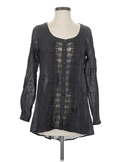 Pre-owned Free People Long Sleeve Blouse In Black