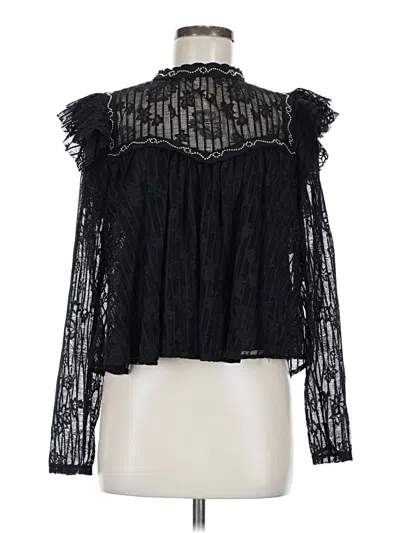 Pre-owned Free People Long Sleeve Blouse In Black