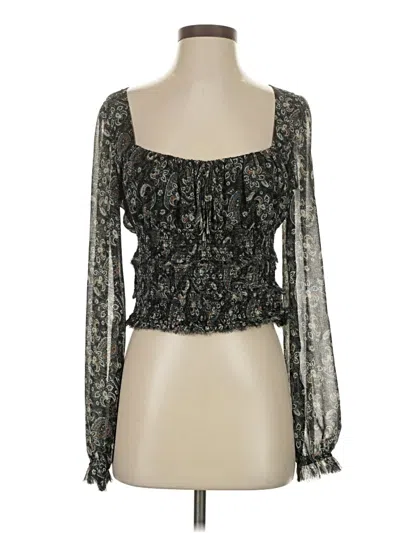 Pre-owned Free People Long Sleeve Blouse In Black