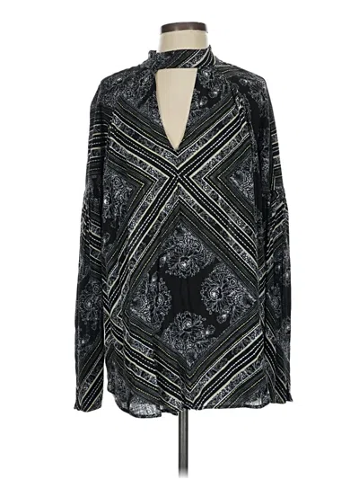 Pre-owned Free People Long Sleeve Blouse In Black