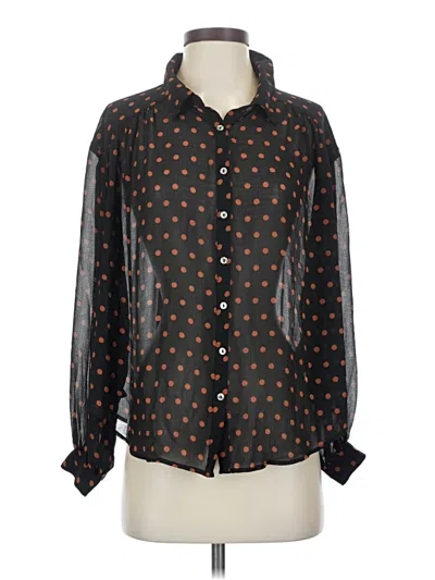 Pre-owned Free People Long Sleeve Blouse In Black