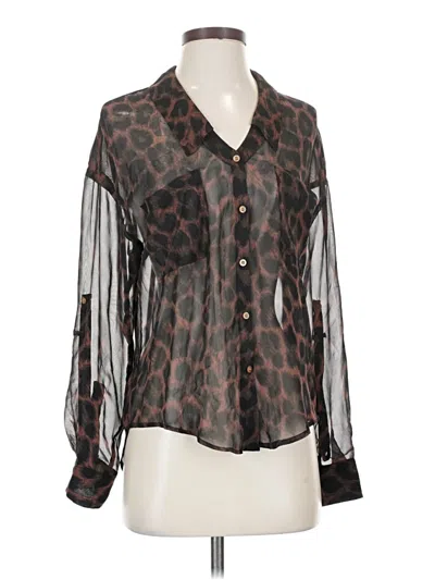 Pre-owned Free People Long Sleeve Blouse In Black