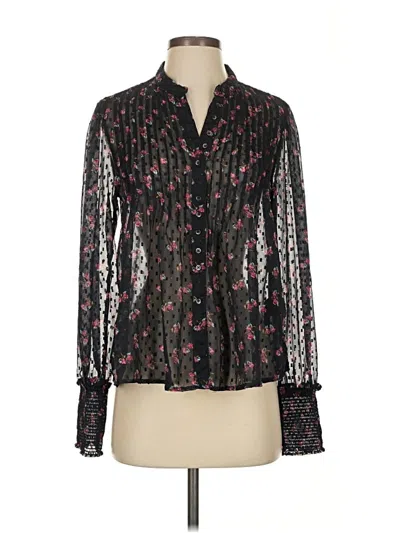 Pre-owned Free People Long Sleeve Blouse In Black