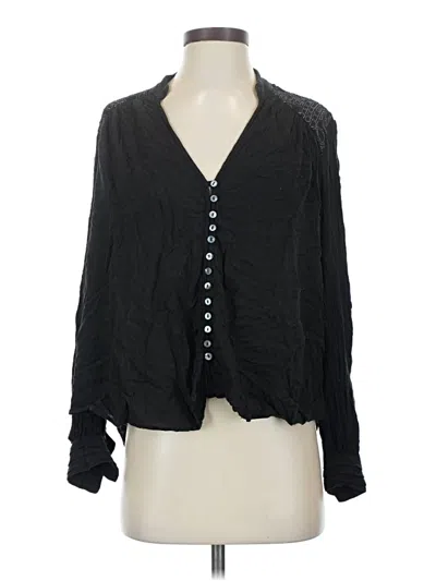 Pre-owned Free People Long Sleeve Blouse In Black
